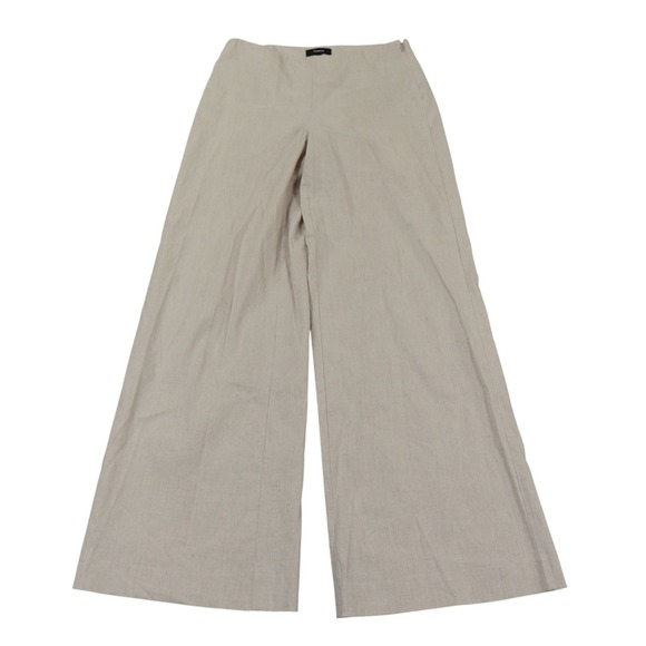 Theory Pants - Theory Simonne Crunch Wide Leg Pants Size 00 Oatmeal Linen Blend Wide Leg Pants